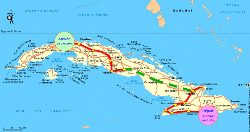 Carte parcours Cuba
